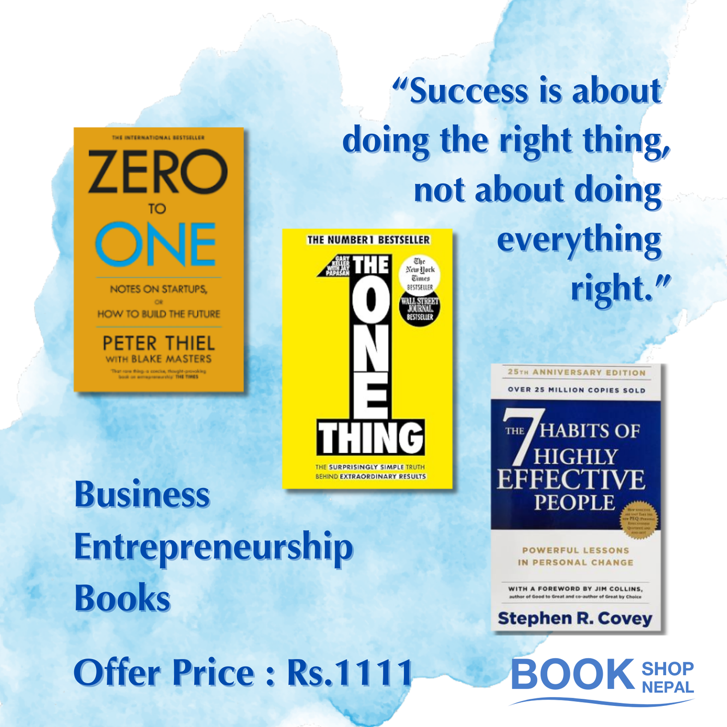 Business Entrepreneurship combo Zero to one+ the one thing+ the 7 habits of highly effective people
