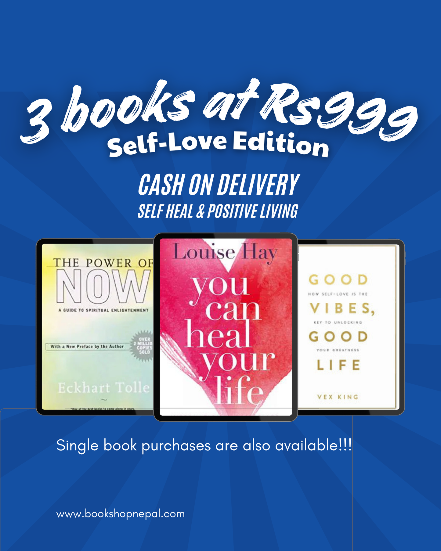 3 self-love combo:The power of now+You can heal your life+Good vibes Good life