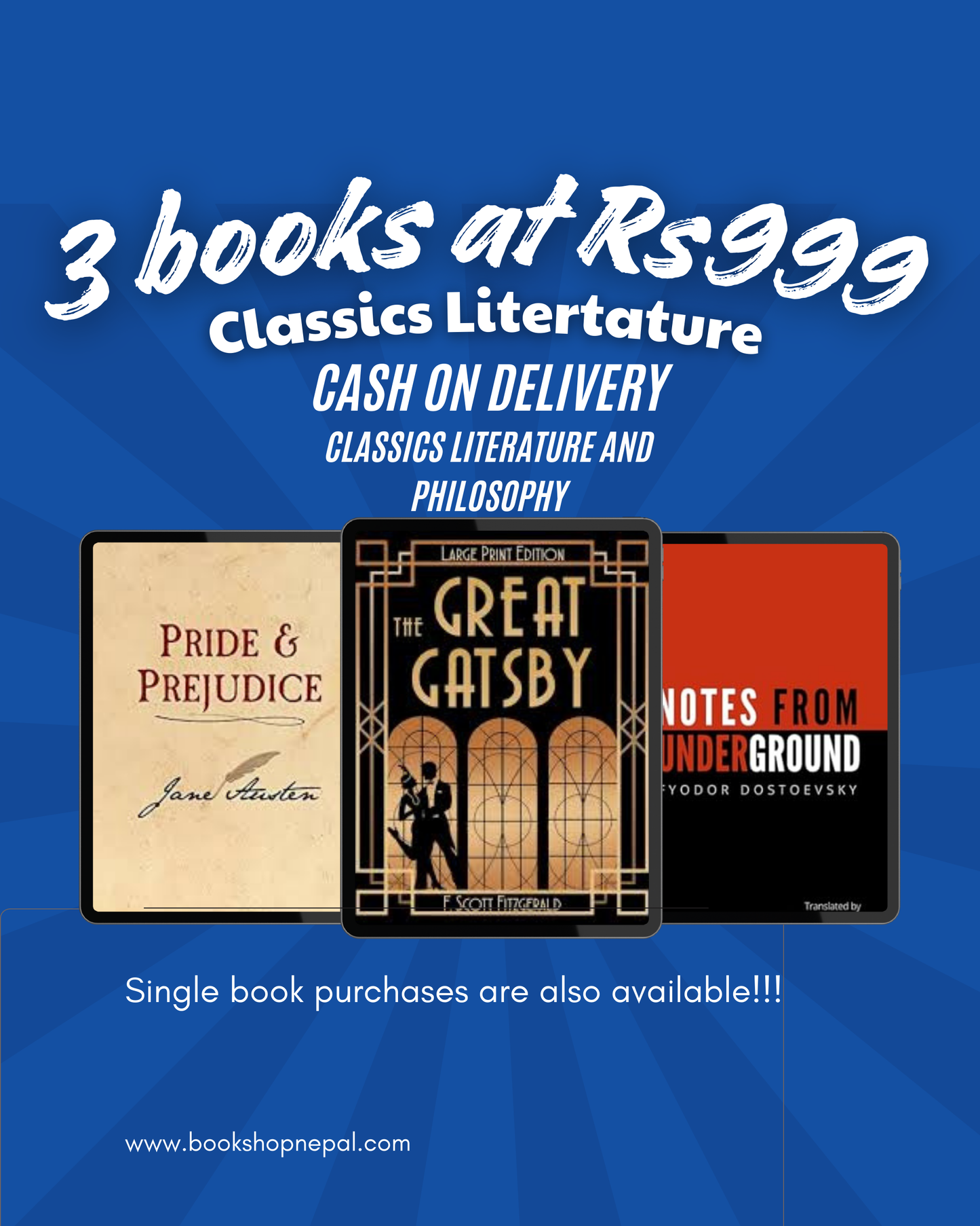 3 classics literature combo:Romeo and juliet+Great gatsby+Notes from underground