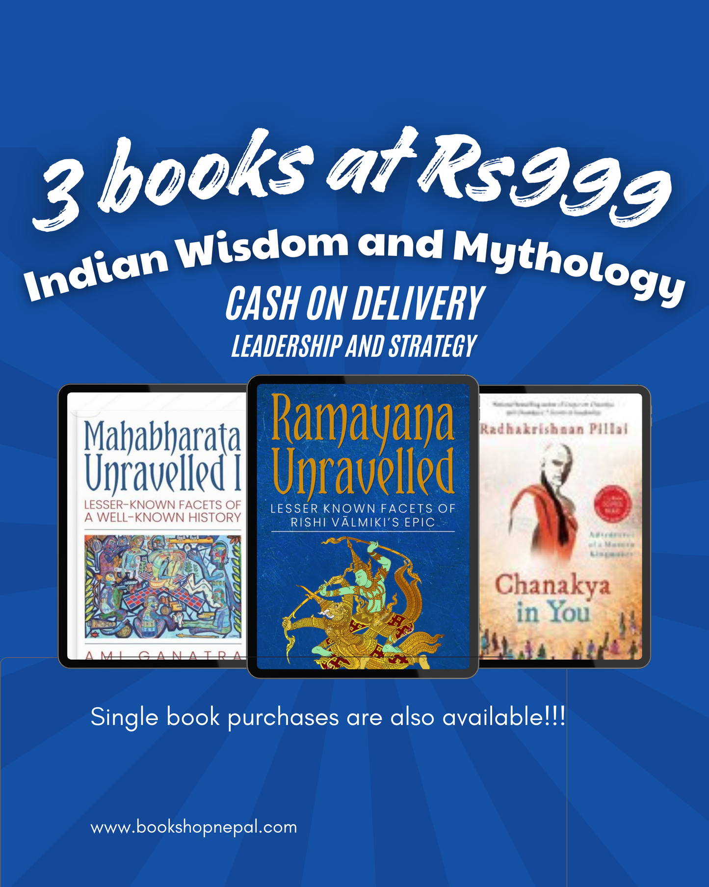 3 indian mythology combo:Mahabharat unravelled+Ramayan unravelled+Chanakya in you