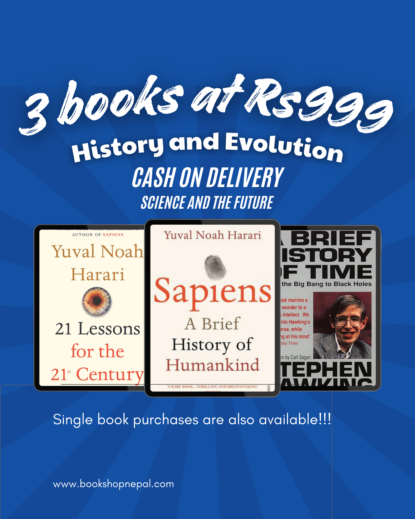 3 history and revolution combo:21 lesson for 21st century+Sapiens+Brief history of time