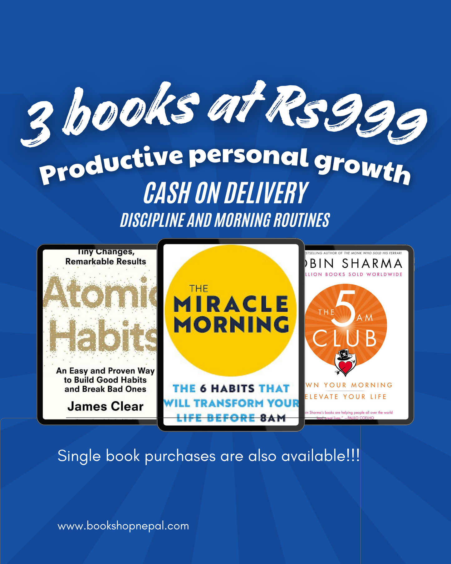 3 personal growth combo:Atomic habits+The miracle morning+5am club