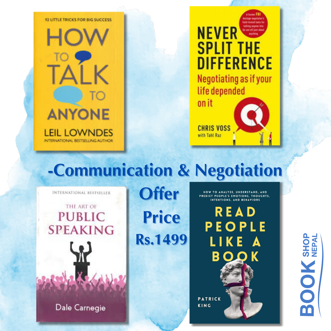 4 books to communication and negotiations combo How to Talk to Anyone+Never Split the Difference+The Art of Public Speaking+Read People Like a Book