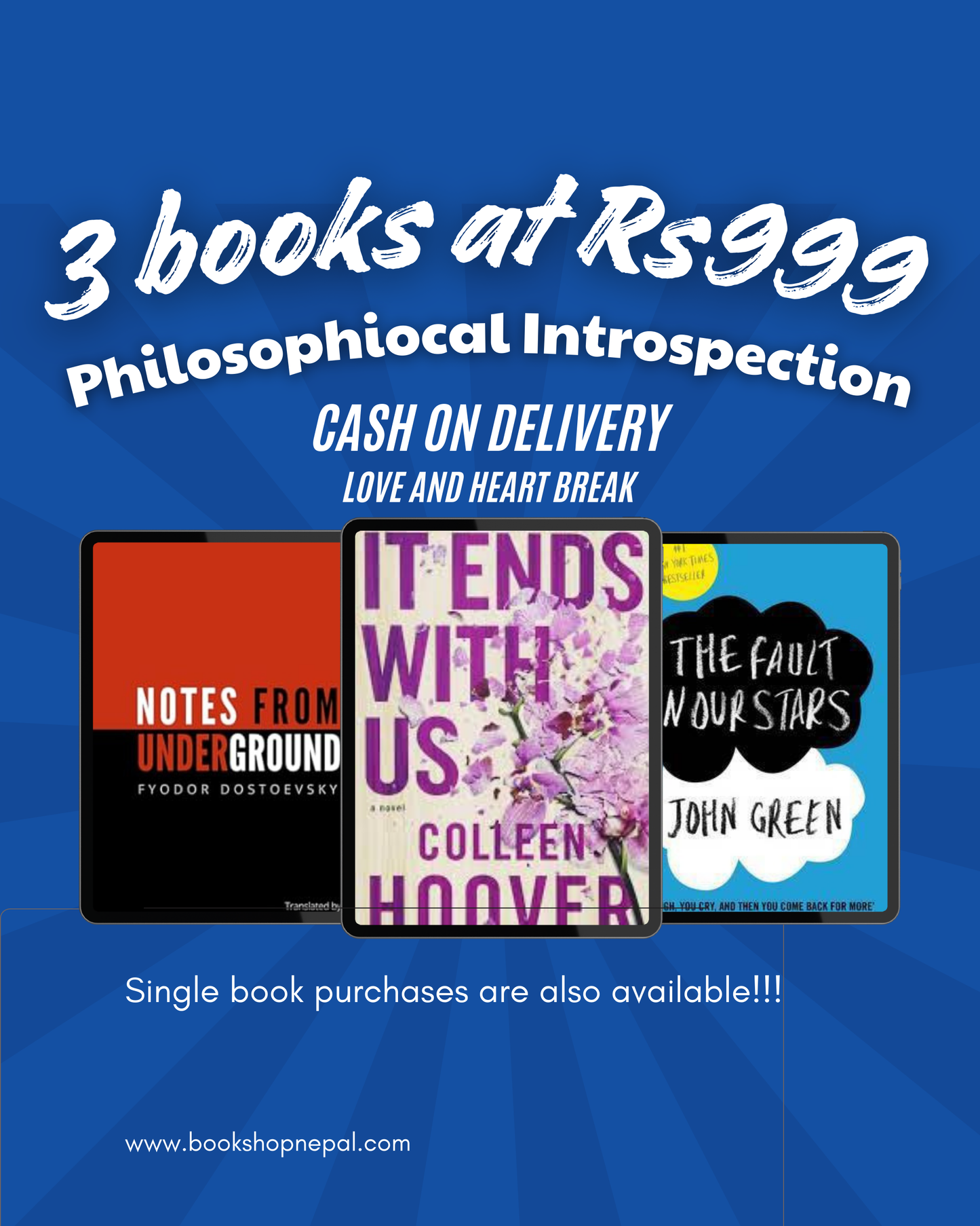 3 philosophical introspection combo:Notes from underground+It ends with us+The fault in our stars