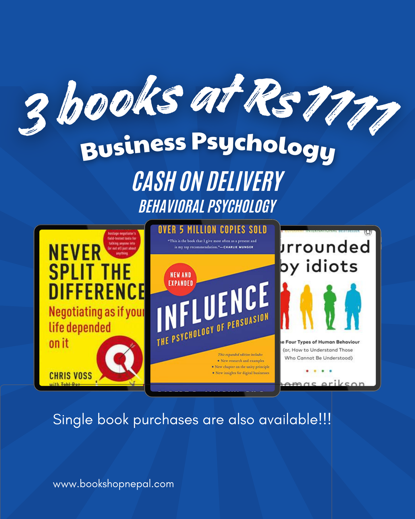3 business psychology combo:Never split difference+Influence+Surrounded by idiots