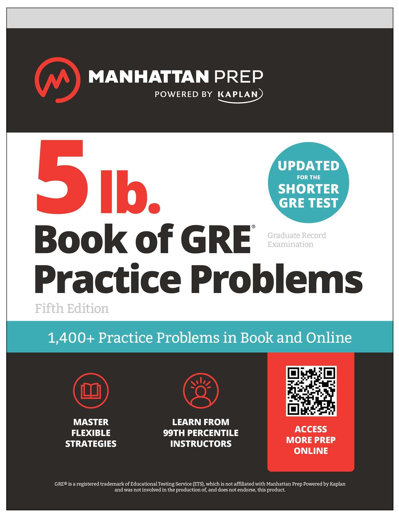 5 lb Book of GRE Practice Problems 1400 Practice Problems in Book and Online Manhattan Prep 5 lb (Authentic Verified)