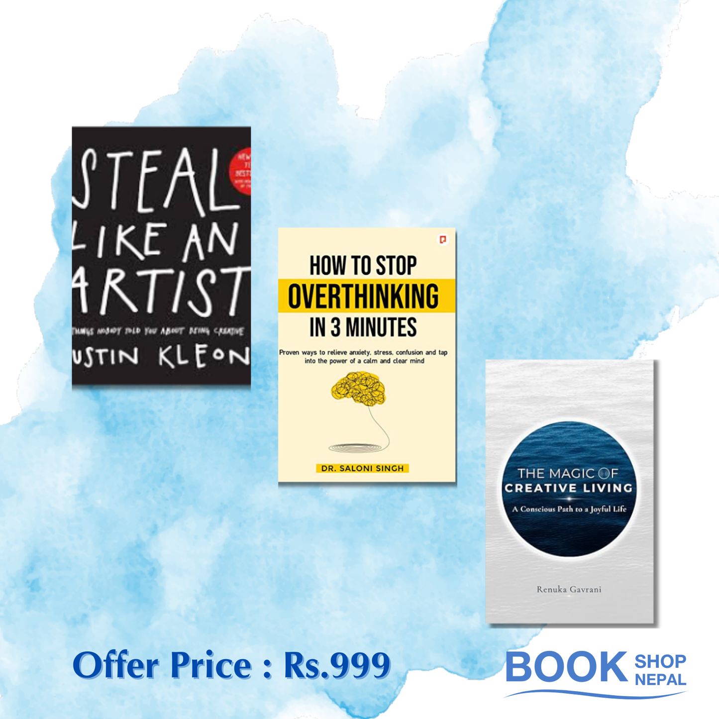 Creativity combo steal like an artiist+magic of creative living+how to stop overthinking