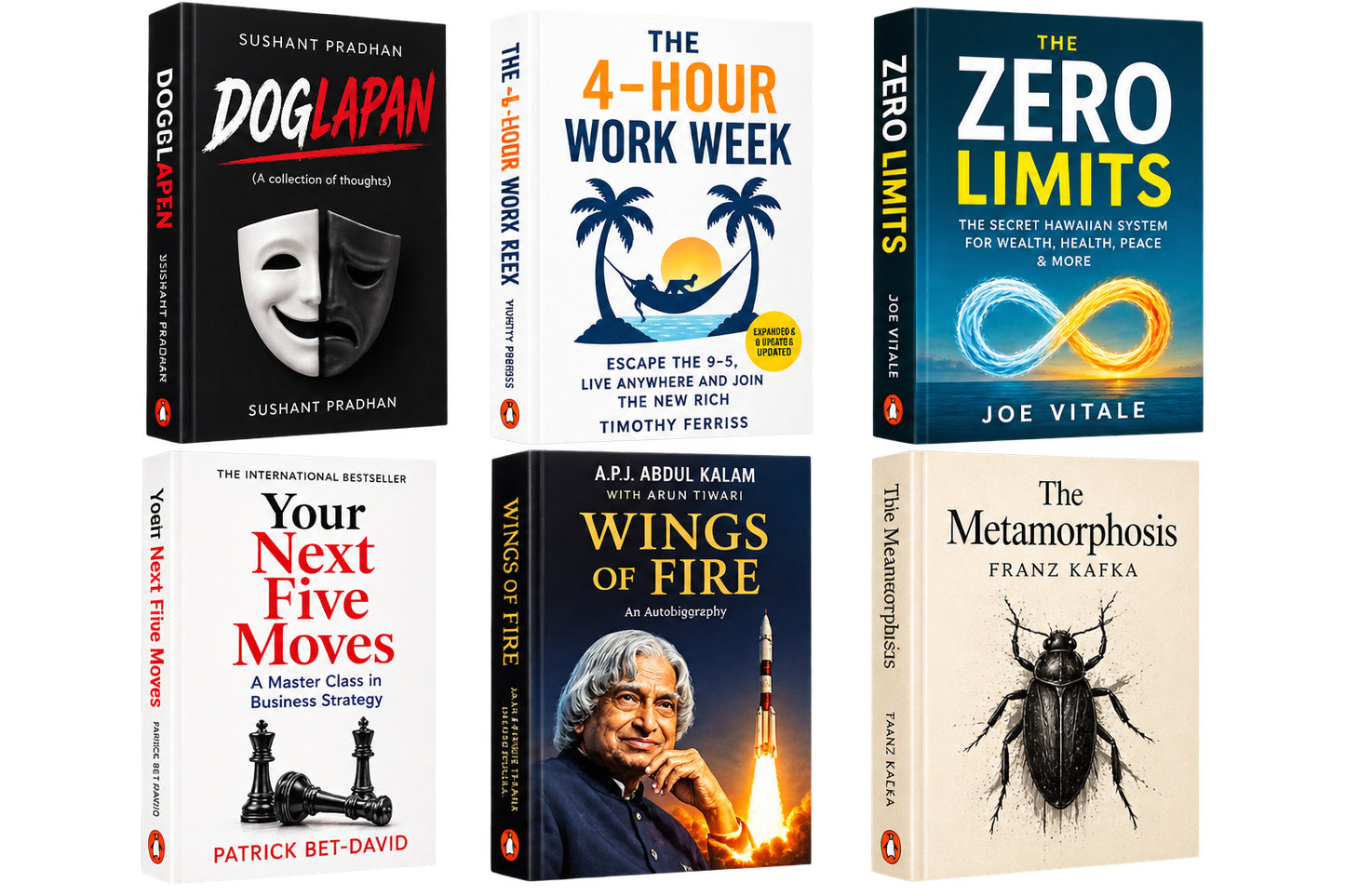 doglapan (S) + 4 hour work week + zero limits + Your next five moves + wings of fire (Arun Tiwari) + metanorphosis — 6-Book Bundle — 6-Book Bundle