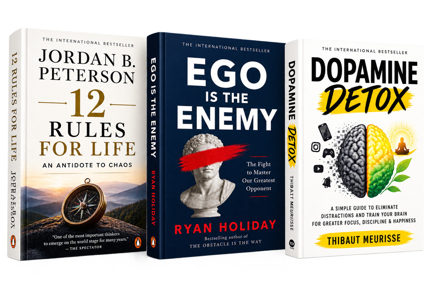 12 rules of life (s) + ego is the enemy (Ryan holiday) + Dopamine detox(A) — 3-Book Bundle — 3-Book Bundle
