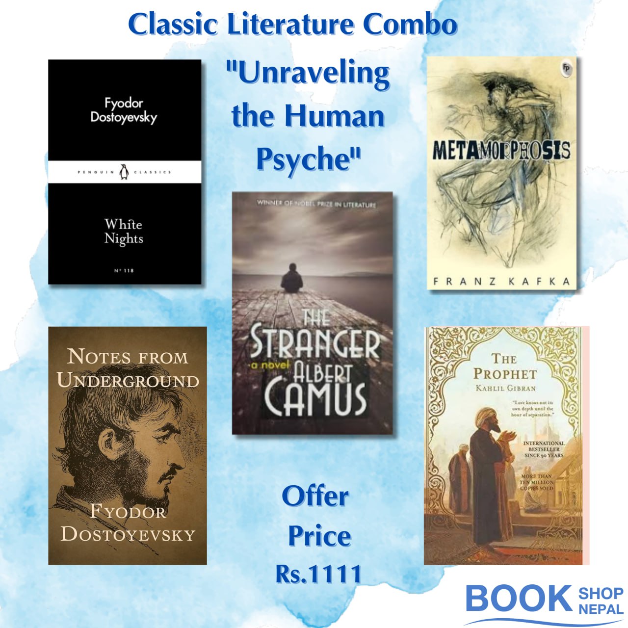 5 classical literature stranger albus campus white nights+ notes from underground+metamorphosis+the prophet