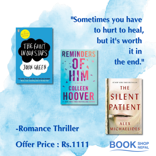 Romance Thriller Combo The Fault in Our Stars – John Green Reminders of Him – Colleen Hoover The Silent Patient – Alex Michaelides