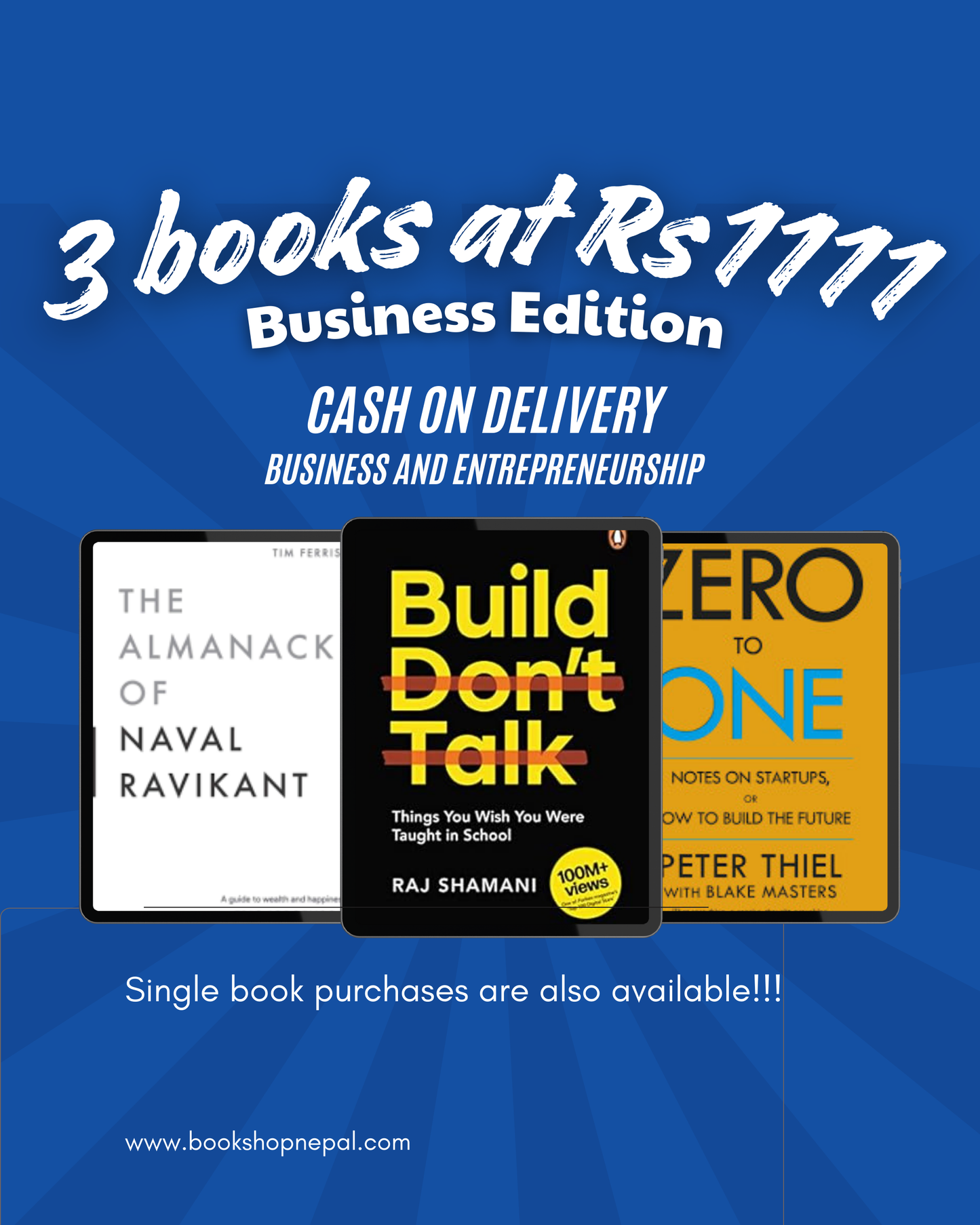 3 business combo:The almanack of Naval Ravakant+Build don't talk+ Zero to one