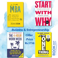 Business and Entrepreneurship combo The visual MBA-Josh Kaufman Start with why-Simon Sinek The 4 hour work week-Timothi Ferris The one thing-Gary Killer and Jay Papasan