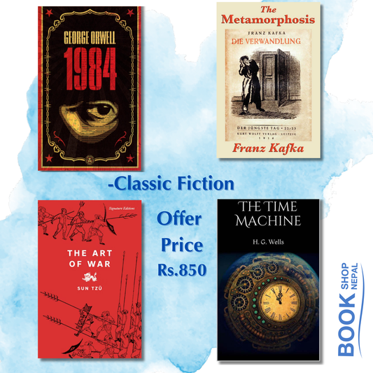 Classic Fiction combo 1984-George Orwell The Metamorphosis-Franz Kafka The art of war-Sun Tzu The time machine-H.G Wells