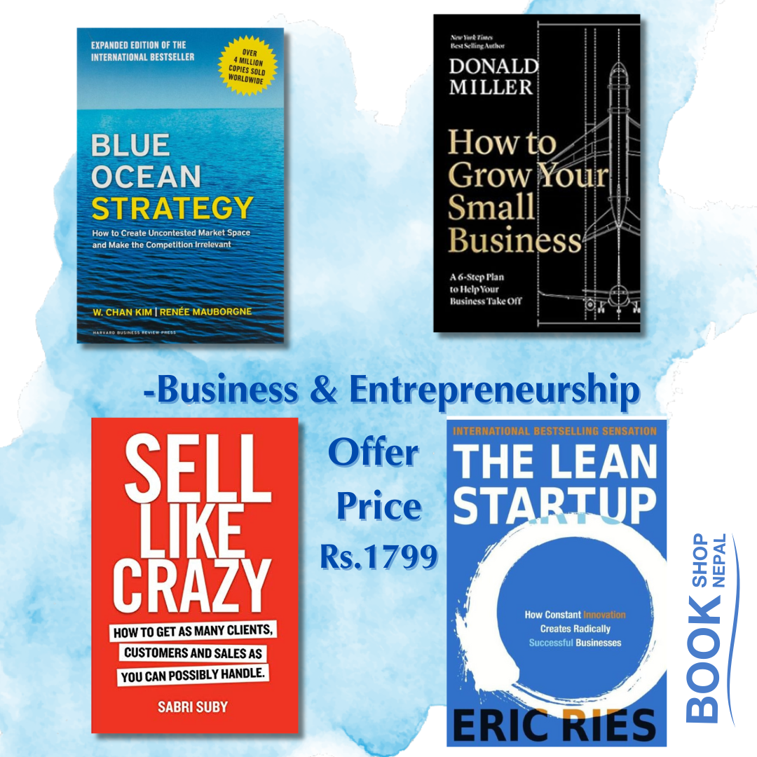 4 business and entrepreneurship combo Blue ocean strategy-W. Chan Kim and Renée Mauborgne+ How to grow your small business-Donald Miller+Sell like crazy+The lean startup