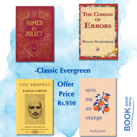 Classic evergreen combo Romeo and Juliet-William Shakespeare The comedy of error-William Shakespeare The prophet-Kahlil Gibran Save me an orange-Haylee garce
