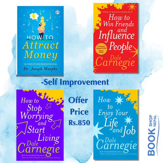 self improvement combo How to attract money-Dr.Joseph murphy How to win friends and influence people-Dale Carneige How to stop worrying and start living-Dale Carneige how to enjoy your job and life-Dale Carneige