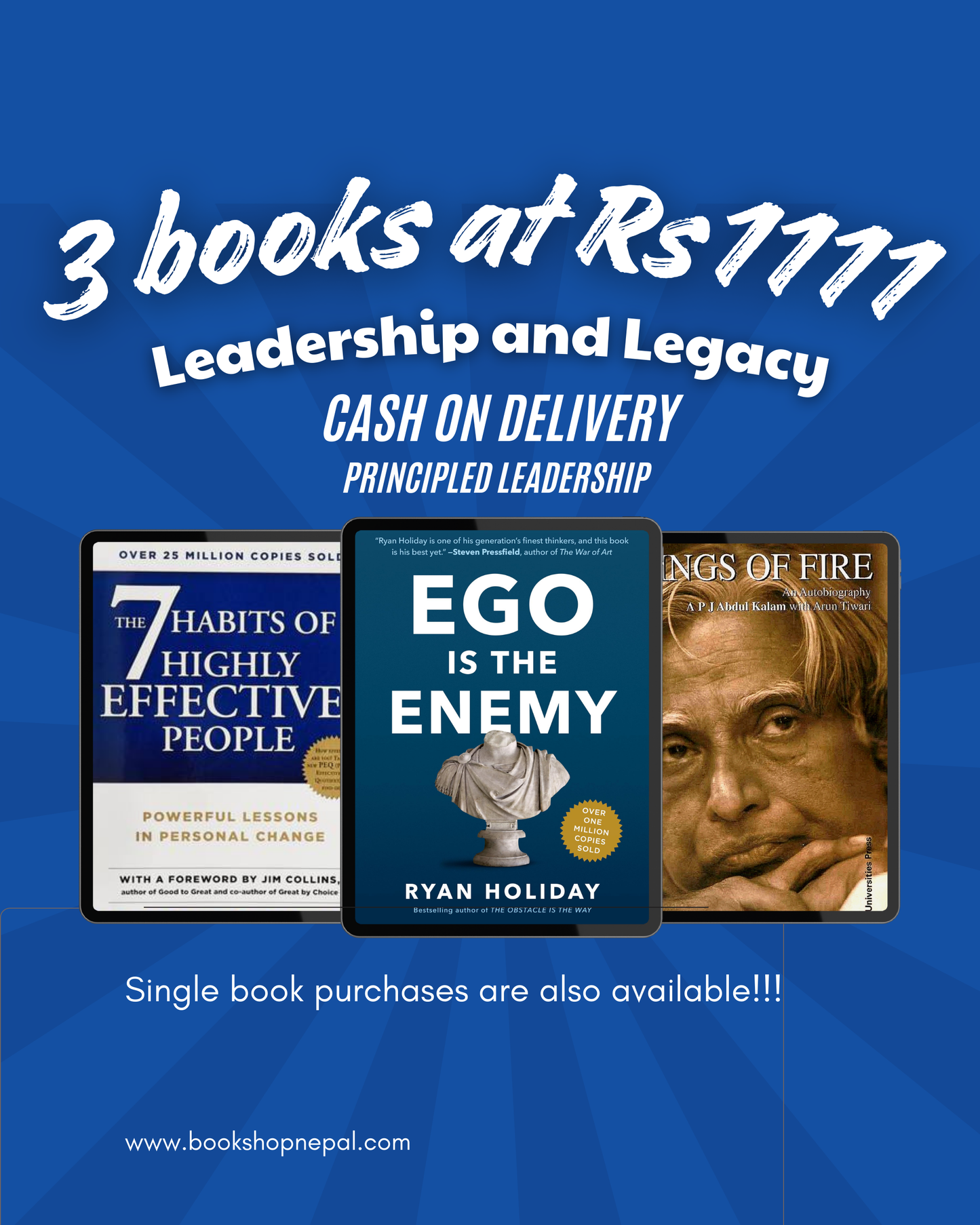 3 leadership and legacy combo:7 habits of highly effective people+Ego is the enemy+Wings of fire