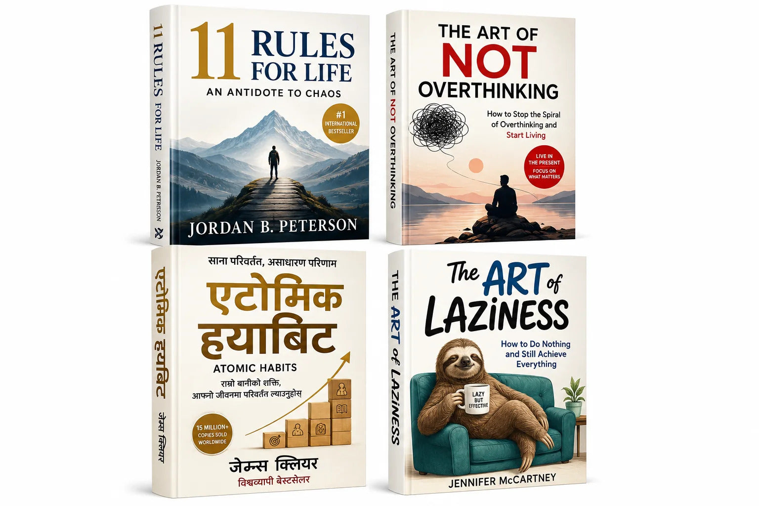11 rules of life + art of not overthinking + एटोमिक हयाबिट (atomic habit) nepali + art of laziness — 4-Book Bundle — 4-Book Bundle