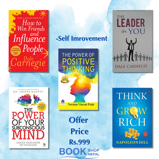 Self improvement combo How to win Friends and influence people-Dale carneige - Leader in you-Dale Carneige PowPower of positive thinking-Norman Vincent Power of subconcious mind-Joseph Murphy Think and grow rich-Napoleon Hills