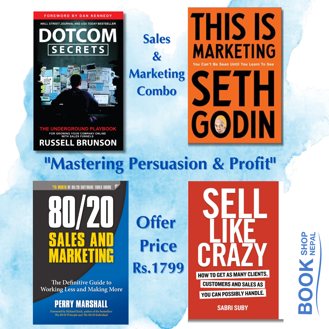 Sales Marketing combo dot com secrets+ this is marketing +sell like crazy+ 80/20 sales and marketing