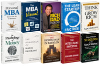 Personal MBA + The MBA visual + Rich dad poor dad + The Lean Startup + Think and grow rich + Psychology of money + the almanack of naval ravikant (Eric Jorgenson) + Richest man in the babylon + the intelligent investor (Benjamin graham) + How I Made $2,000,000 in the Stock Market — 10-Book Bundle — 10-Book Bundle