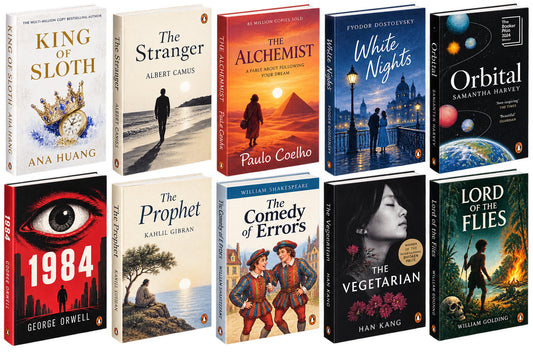 King of sloth + the stranger + Alchemist + white night (Fyodor Dostoevsky) + Orbital + 1984 + the prophet + comedy error + the vegetarian + Lord of flies — 10-Book Bundle — 10-Book Bundle