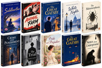 Siddhartha + animal farm + the great Gatsby (f . Scott Fitzgerald) + White night(A) + Metamorphosis(A) + crime and punishment + The trial by franz kafka + pride and judice (Jane Austen) + the great gatsby(M) + notes from underground (Fyodor Dostoevsky) — 10-Book Bundle — 10-Book Bundle
