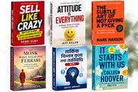 sell like crazy (S) + attitude is everything + Subtle art of not giving f\*\*k + The monk who sold his Ferrari + तार्किक चिन्तन कला तथा तर्क्बिधि -३२९(tarkik chintan) + it start with us (Colleen Hoover) — 6-Book Bundle — 6-Book Bundle