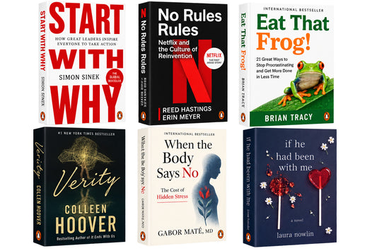 Start With Why + no rules + kiss that frog (Brian Tracy) + veriety .(Colleen Hoover) + when the body says no + if he had been with me by Laura nowlin — 6-Book Bundle — 6-Book Bundle