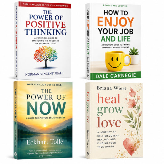 Power of positive thinking + How to enjoy your job and life + the power of now (Eckhart Tolle) + Heal grow love — 4-Book Bundle — 4-Book Bundle