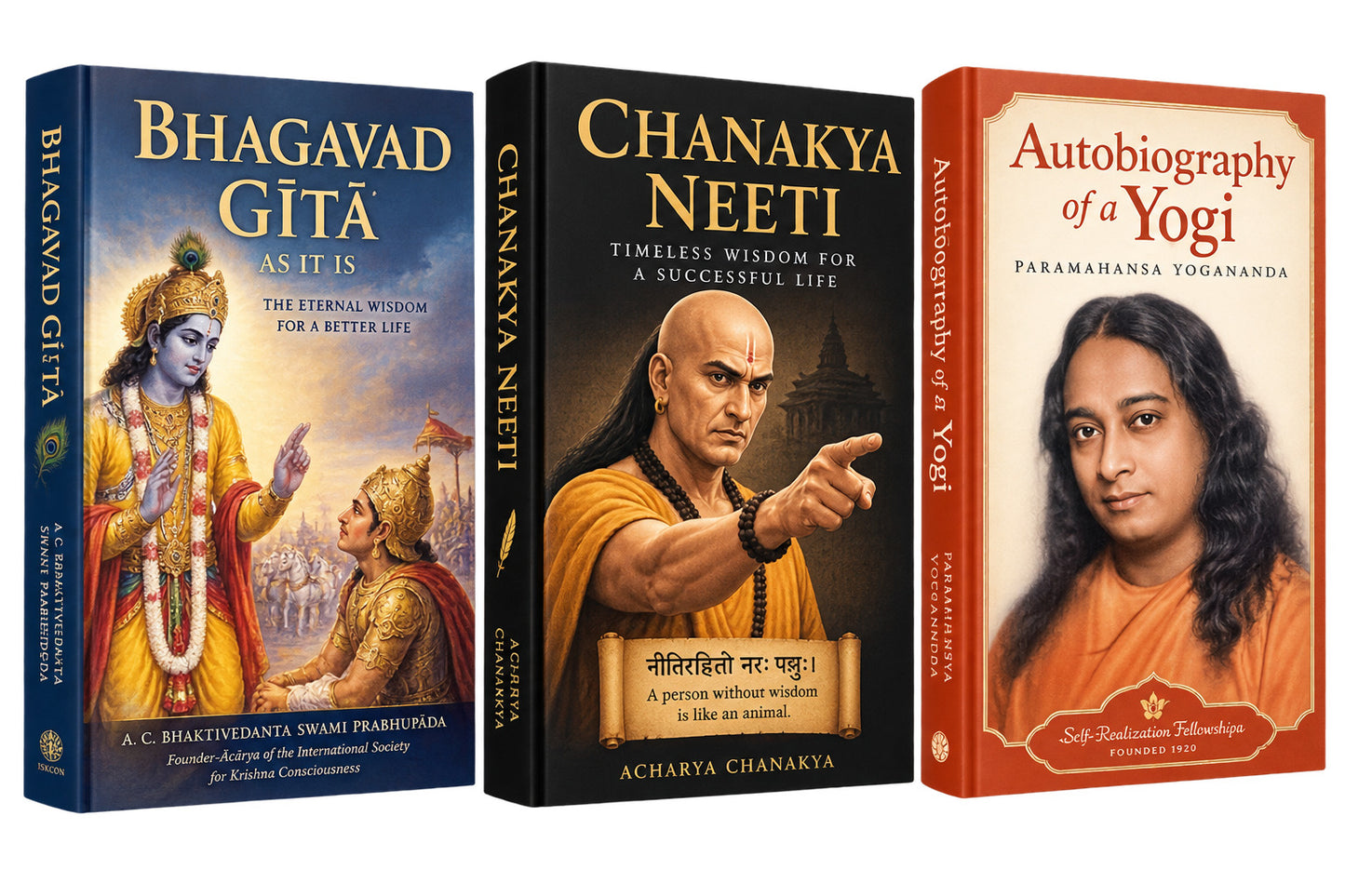 भगवत्गीता(अ)(bhagwat geeta eng) + chanakya neeti + autobiography of yogi (paramahansa yogananda) — 3-Book Bundle — 3-Book Bundle