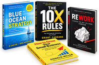 Blue Ocean Strategy, 10X Rules, Rework and How to Grow Your Small Business book bundle