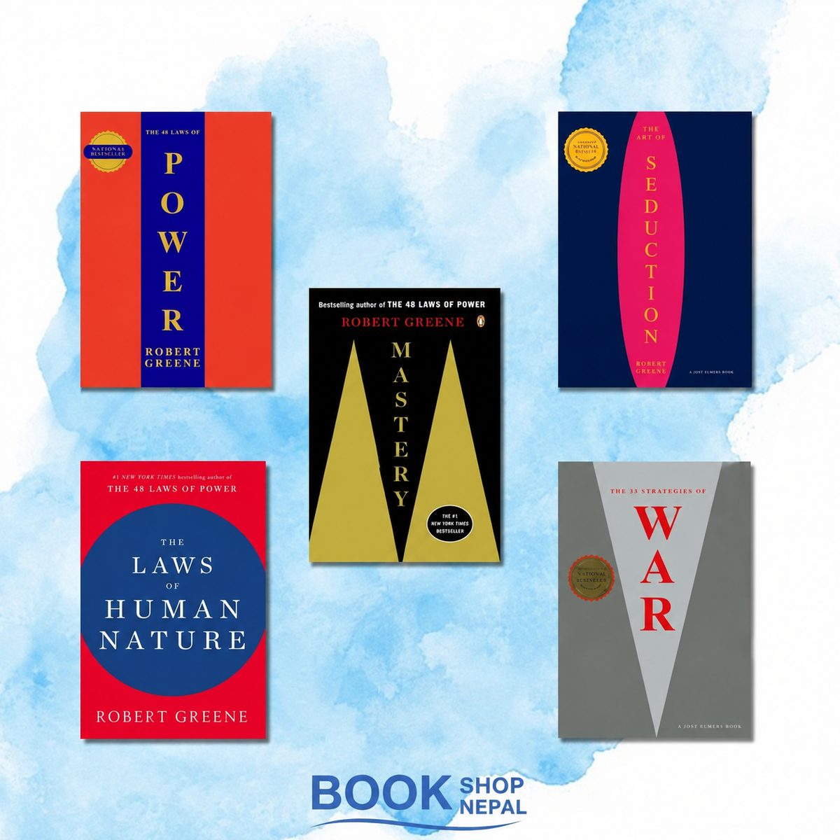 Robert Greene Large combo 48 laws of power-Robert Greene Art of seduction-Robert Greene Mastery-Robert Greene War-Robert Greene Laws of human nature-Robert Greene