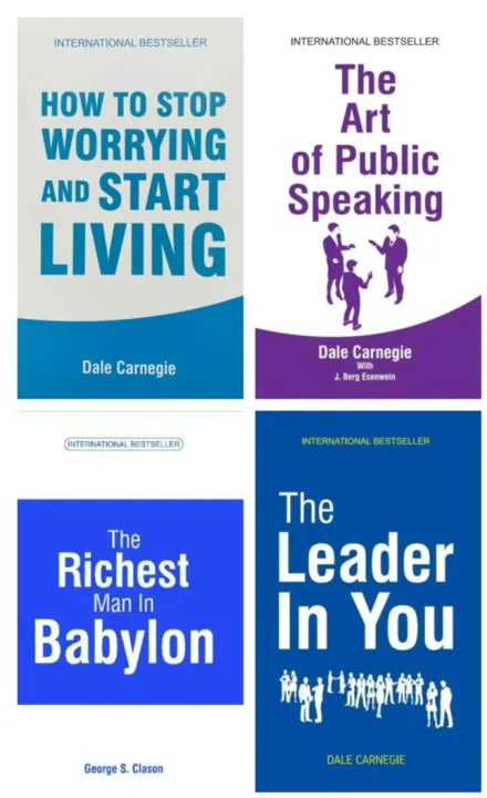 Set Of 4 Self-Help (The Leader In You, The Richest Man In Babylon, The Art Of Public Speaking & How To Stop Worrying And Start Living)