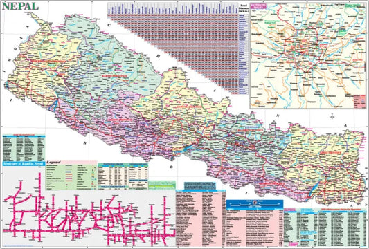 Nepal Map - Both Side Printed - Size 73/51 cm