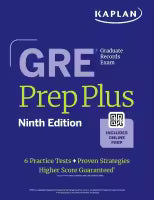 Gre Prep Plus Ninth Edition (Paperback) By Kaplan