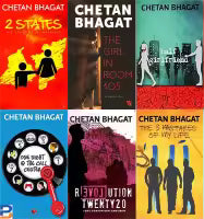 6 Set Of Chetan Bhagat (One Night at the Call Centre+Revolution 2020+2 States+The Girl in Room 105+Half Girlfriend+The 3 Mistakes of My Life)