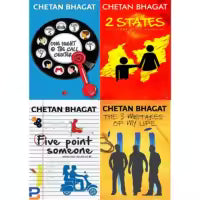 4 Set Of Chetan Bhagat (One Night at the Call Centre+2 States+Five Point Someone+The 3 Mistakes of My Life)
